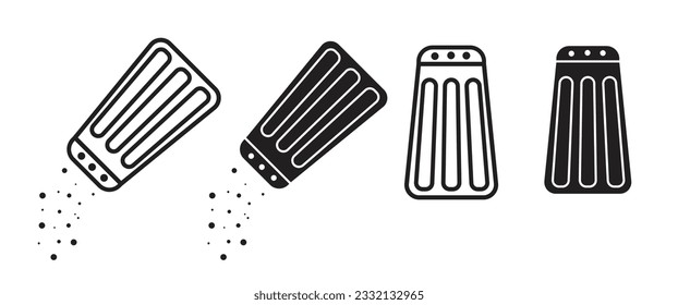 salt icon set. salt shaker line vector symbol in fill and outlined style. suitable for mobile app, and website UI design.