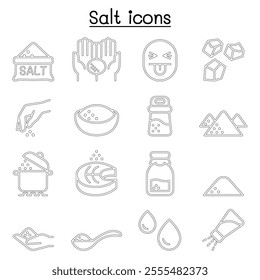Salt icon set in thin line style