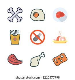 salt icon set. vector set about french fries, steaks, soap and bones icons set.