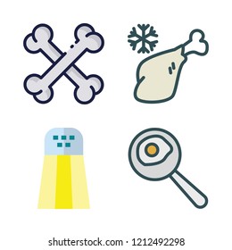 salt icon set. vector set about bones, fried egg, salt shaker and meat icons set.