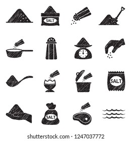 Salt Icons. Black Scribble Design. Vector Illustration.