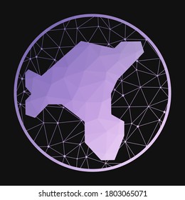 Salt Island icon. Vector polygonal map. Salt icon in geometric style. The island map with purple low poly gradient on dark background.