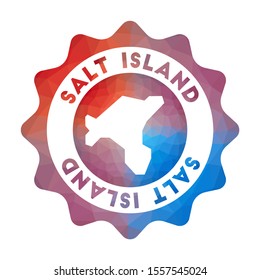Salt Island low poly logo. Colorful gradient travel logo in geometric style. Multicolored polygonal Salt Island rounded sign with map for your infographics.
