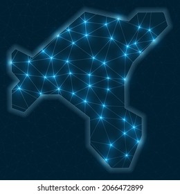 Salt Island network map. Abstract geometric map of the island. Digital connections and telecommunication design. Glowing internet network. Creative vector illustration.