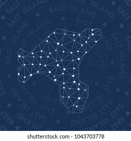 Salt Island network style island map. Incredible space style, modern design for infographics or presentation.