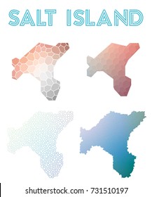 Salt Island polygonal island map. Mosaic style maps collection. Bright abstract tessellation, geometric, low poly, modern design. Salt Island polygonal maps for infographics or presentation.