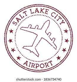 Salt Lake City Airport stamp. Airport of Salt Lake City round logo. Vector illustration.