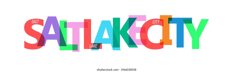 SALT LAKE CITY. Lettering on a white background. Vector design template for poster, map, banner. Vector illustration.