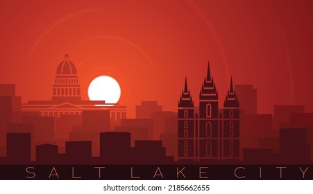 Salt Lake City Low Sun Skyline Scene