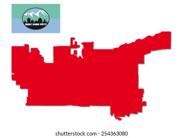 salt lake city map with flag