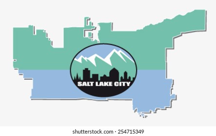 Salt Lake City Map With Flag