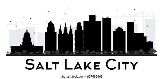 Salt Lake City City skyline black and white silhouette. Vector illustration. Simple flat concept for tourism presentation, banner, placard or web site. Cityscape with landmarks.