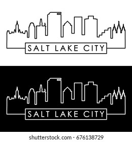 Salt Lake City Skyline. Linear Style. Editable Vector File.