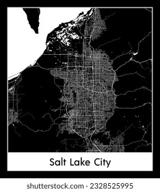 Salt Lake City United North America City Karte, schwarz-weiß, Vektorgrafik