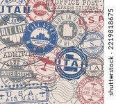 Salt Lake City, UT, USA Set of Stamps. Travel Stamp. Made In Product. Design Seals Old Style Insignia.
