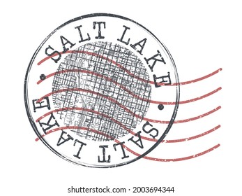 Salt Lake City, UT, USA Stamp Map Postal. Silhouette Seal Roads and Streets. Passport Round Design. Vector Icon. Design Retro Travel National Symbol.