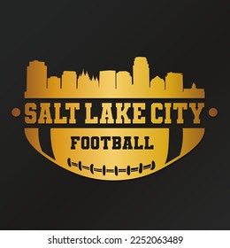 Salt Lake City, UT, USA American Football Skyline City Silhouette Vector. Design Style Icon Symbols. Sport America Ball.