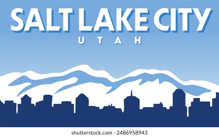 salt lake city utah with city silhouette