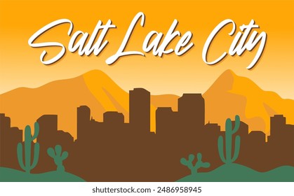 Salt Lake City Utah mit City Silhouette