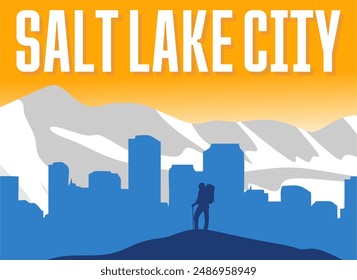 salt lake city utah with city silhouette
