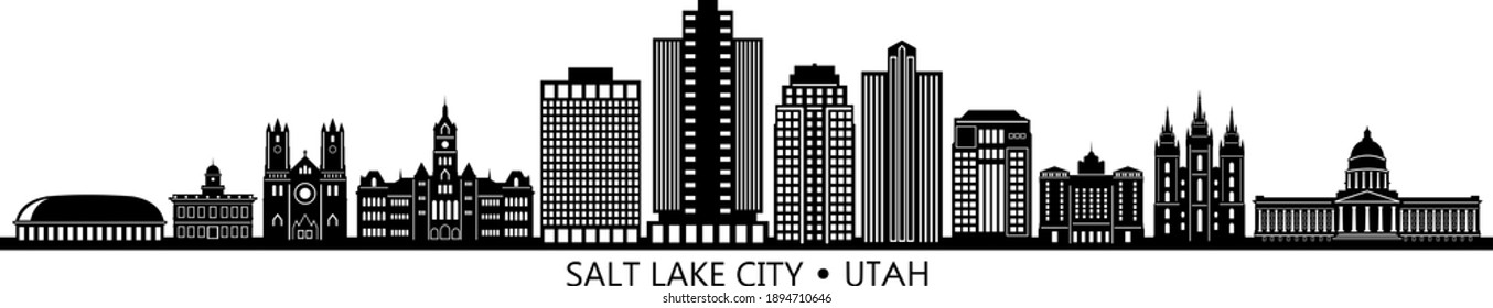 SALT LAKE CITY Utah SKYLINE City Silhouette
