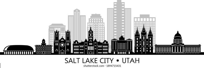 SALT LAKE CITY Utah SKYLINE City Silhouette
