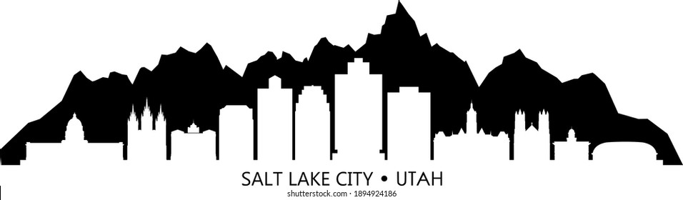 SALT LAKE CITY Utah SKYLINE City Silhouette
