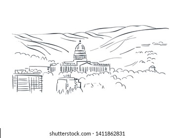 Salt Lake City Utah usa America vector sketch city illustration line art 