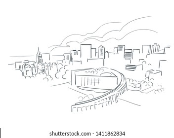 Salt Lake City Utah usa America vector sketch city illustration line art 