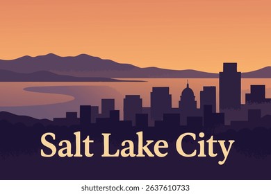 Salt Lake City’s skyline shines with the Great Salt Lake providing a serene and reflective view of the city, set against a mountainous backdrop.