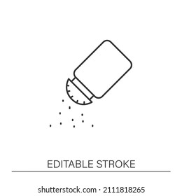  Salt Line Icon. Sodium Chloride.Nutrient Supplements.Nutrition Facts Concept. Isolated Vector Illustration. Editable Stroke