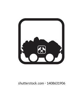 Salt mine wagon icon, flat vector Mine Wagon icon 