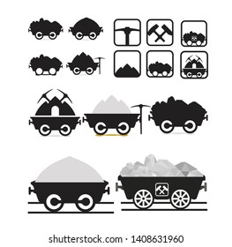 Salt mine wagon icon, flat vector Mine Wagon icon, mining industry icons set 