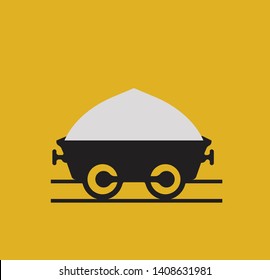 Salt mine wagon icon, flat vector Mine Wagon icon 