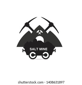 Salt mine, wagon with pickaxe.