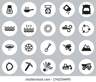 Salt Salt Mining Icons Black White Flat Design Circle Set Big