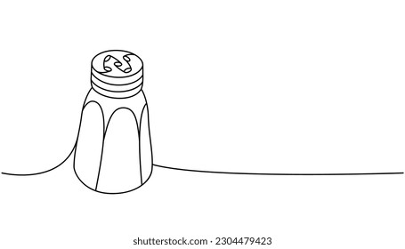 Salt paper shaker one line continuous drawing  Kitchen tools continuous one line illustration  Vector minimalist linear illustration 