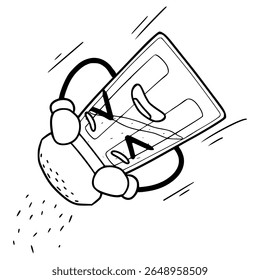 sal e pimenta garrafa caractere ilustração desenhado à mão vetor contorno