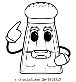 salt and pepper bottle character illustration hand drawn outline vector