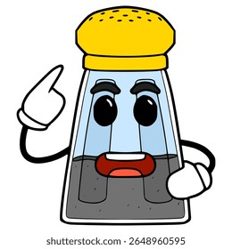 sal e pimenta garrafa caractere ilustração mão desenhado vetor isolado

