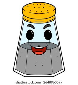 sal e pimenta garrafa caractere ilustração mão desenhado vetor isolado

