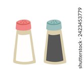 Salt and pepper bottles glass flat design simple icons