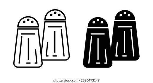 Salt and pepper bottles icon set in black color.