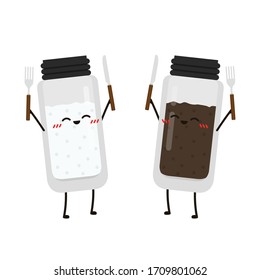 Salt and pepper character. Salt and pepper vector. wallpaper. salt and pepper on white background.