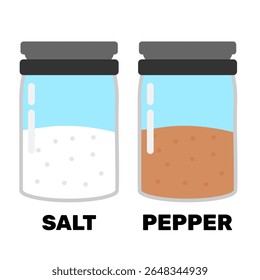 Salt and pepper clip art cartoon style simple vector illustration. Kitchen spice in bottle graphic resources