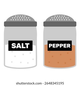 Sal e pimenta clip arte desenho animado estilo simples vetor ilustração. Especiarias de cozinha em recursos gráficos de bootle cinza