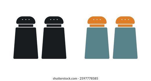 Salt pepper colored icon set. Stock Vector