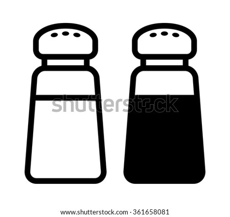 Salt & pepper condiment shakers line vector icon for food apps and websites