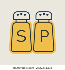 Salt and pepper condiment shakers vector icon. Graph symbol for cooking web site design, logo, app, UI