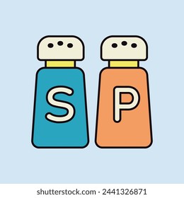 Salt and pepper condiment shakers vector color icon. Graph symbol for cooking web site design, logo, app, UI